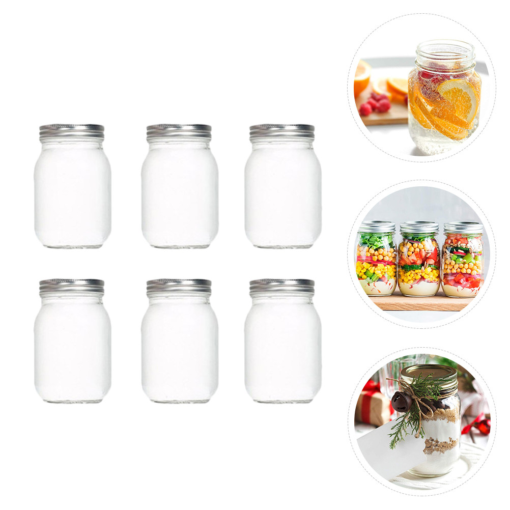 6個入り透明丸型ガラス瓶、気密蓋付き、食品保存用、コーヒー、 - Food Storage In The Kitchen のレビューと価格