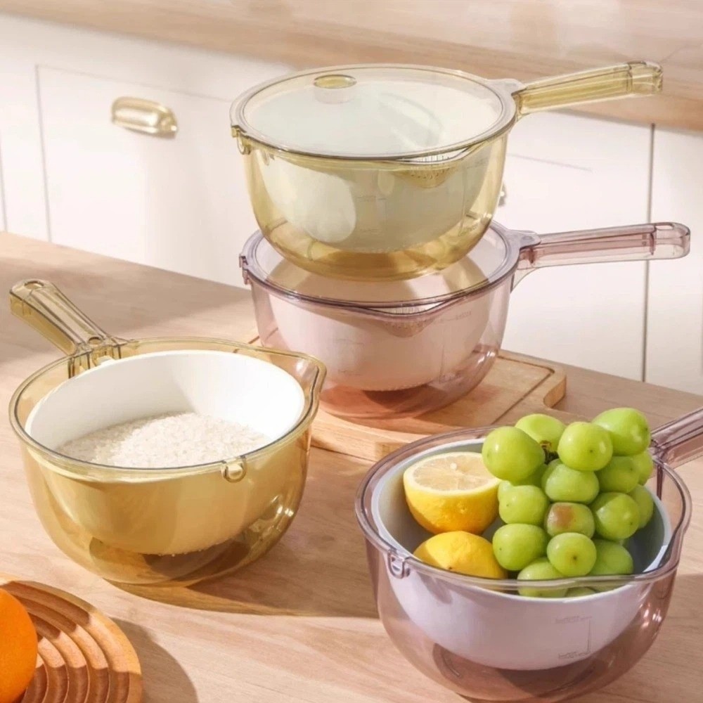 ロングハンドル野菜水切りかご二層回転式食品保存容器大容量クリ - Food Storage Vegetables のレビューと価格