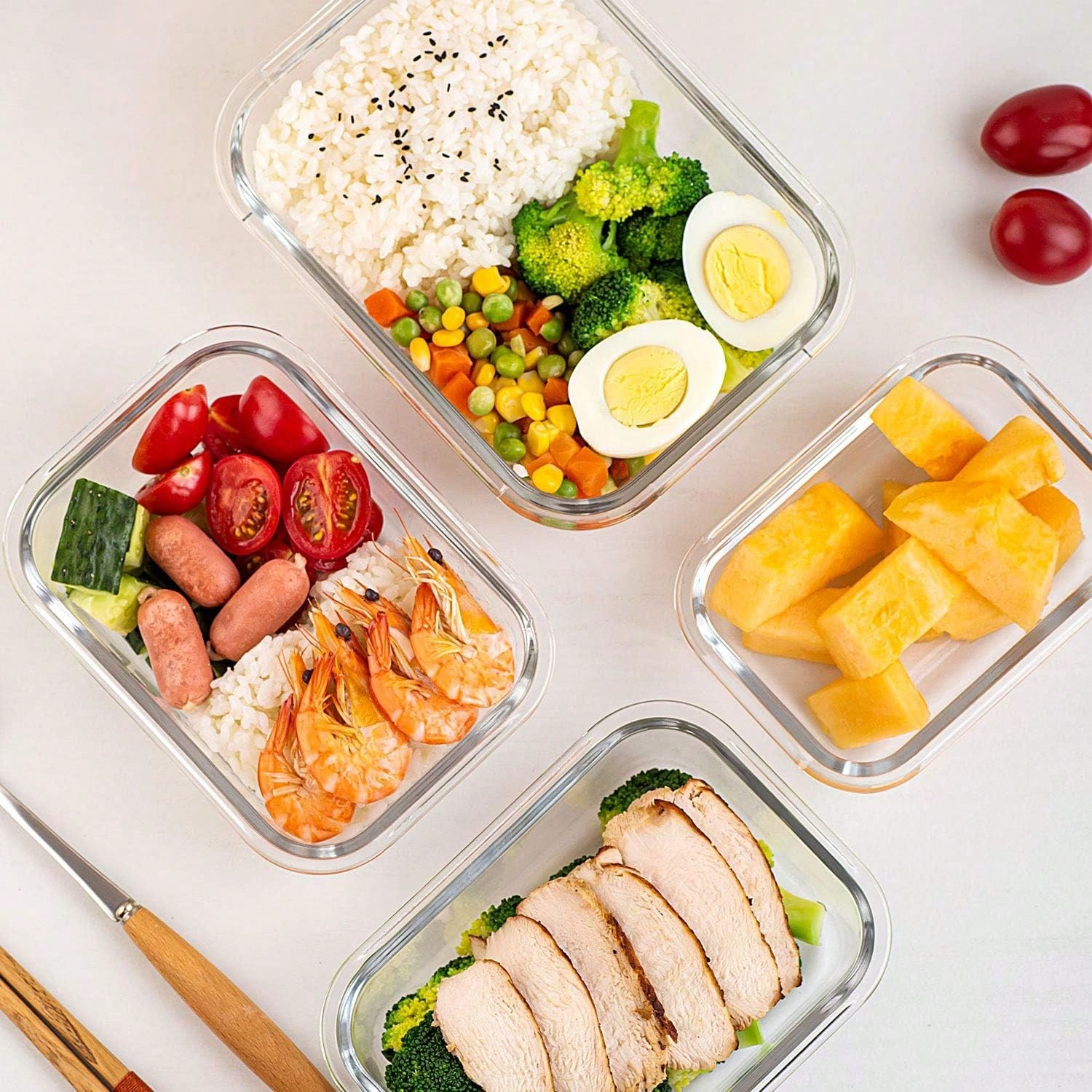 10個入りガラス製ミールプレップ容器、蓋付き食品保存容器、気 - Storage Food Prep のレビューと価格