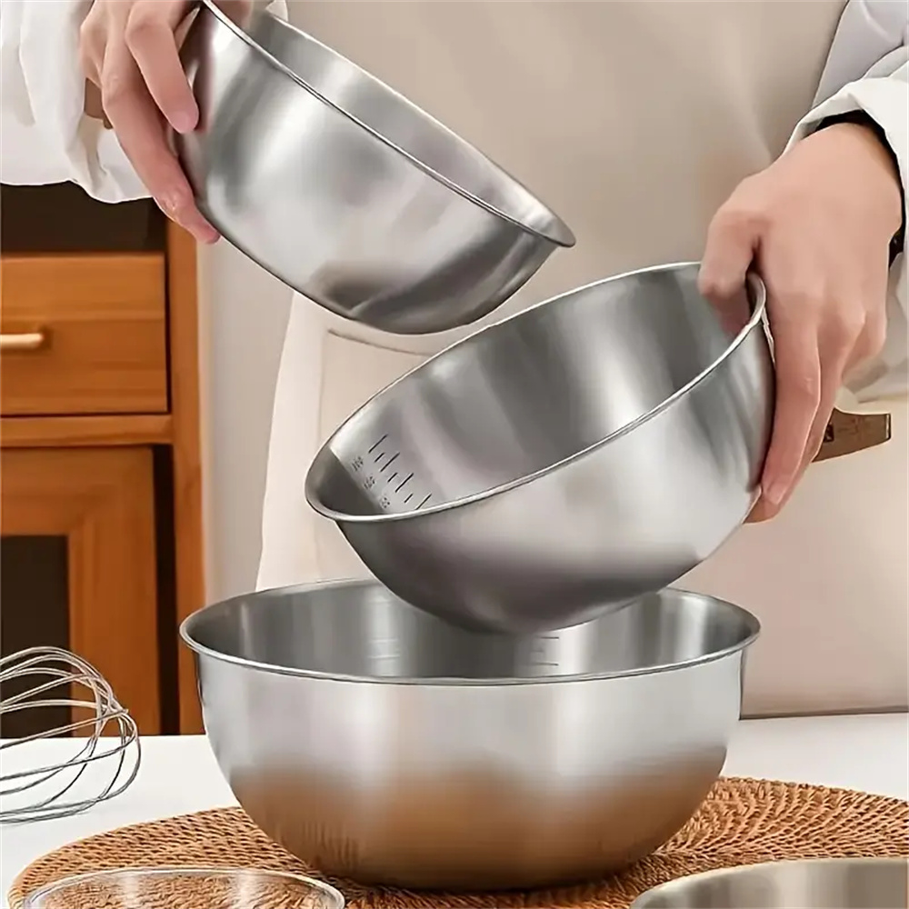 1～3個のステンレス製ボウルセット、計量機能付き、調理、ベー - Food Storage Essentials のレビューと価格