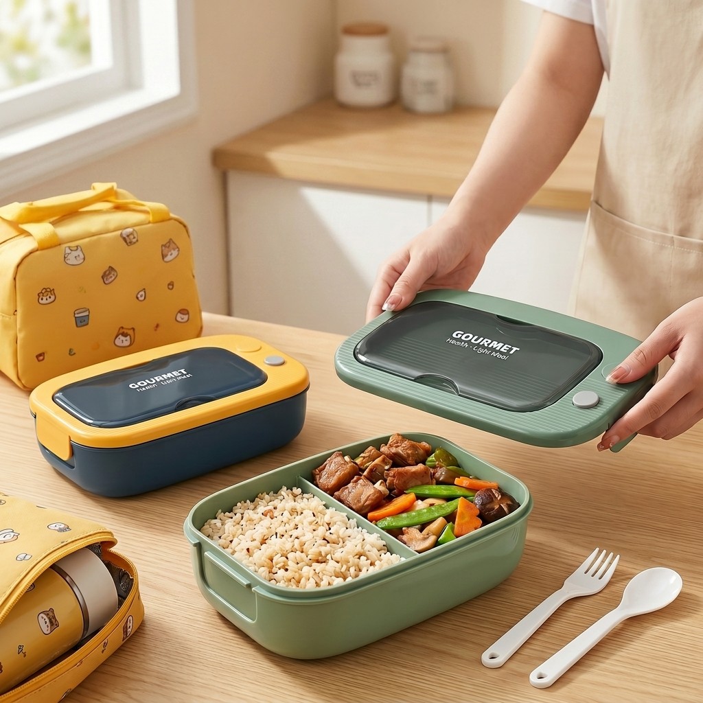 電子レンジ対応プラスチック製弁当箱 2コンパートメント漏れ防 - Storage Food Prep のレビューと価格