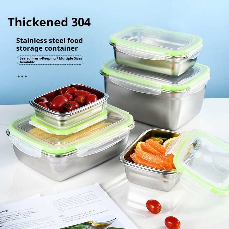 304ステンレス製ランチボックスセット、シリコン製透明蓋付き - Food Storage Ideas のレビューと価格