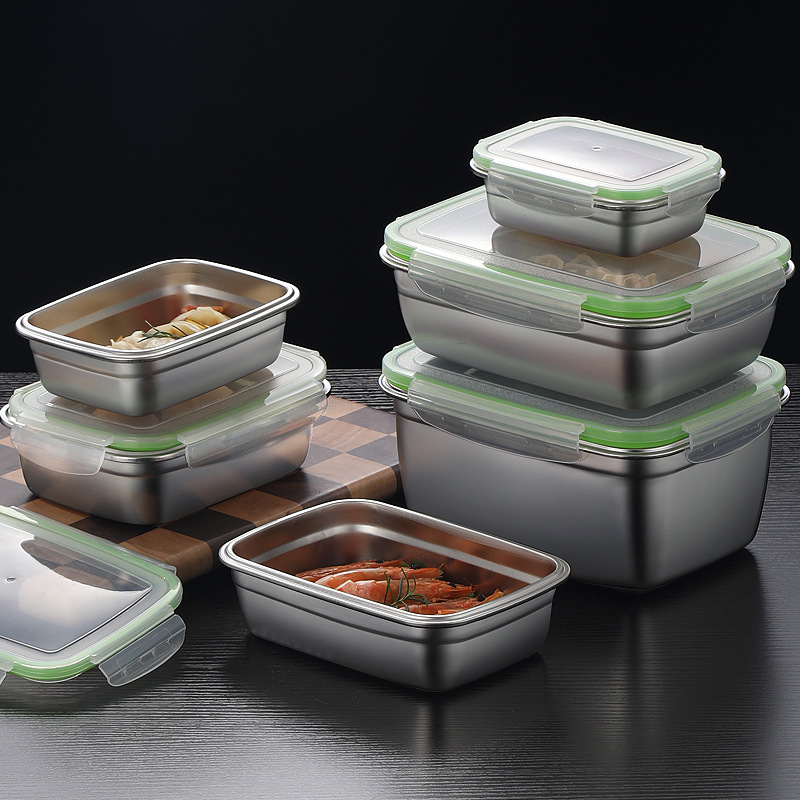 304ステンレス製ランチボックスセット、シリコン製透明蓋付き - Food Storage Ideas のレビューと価格