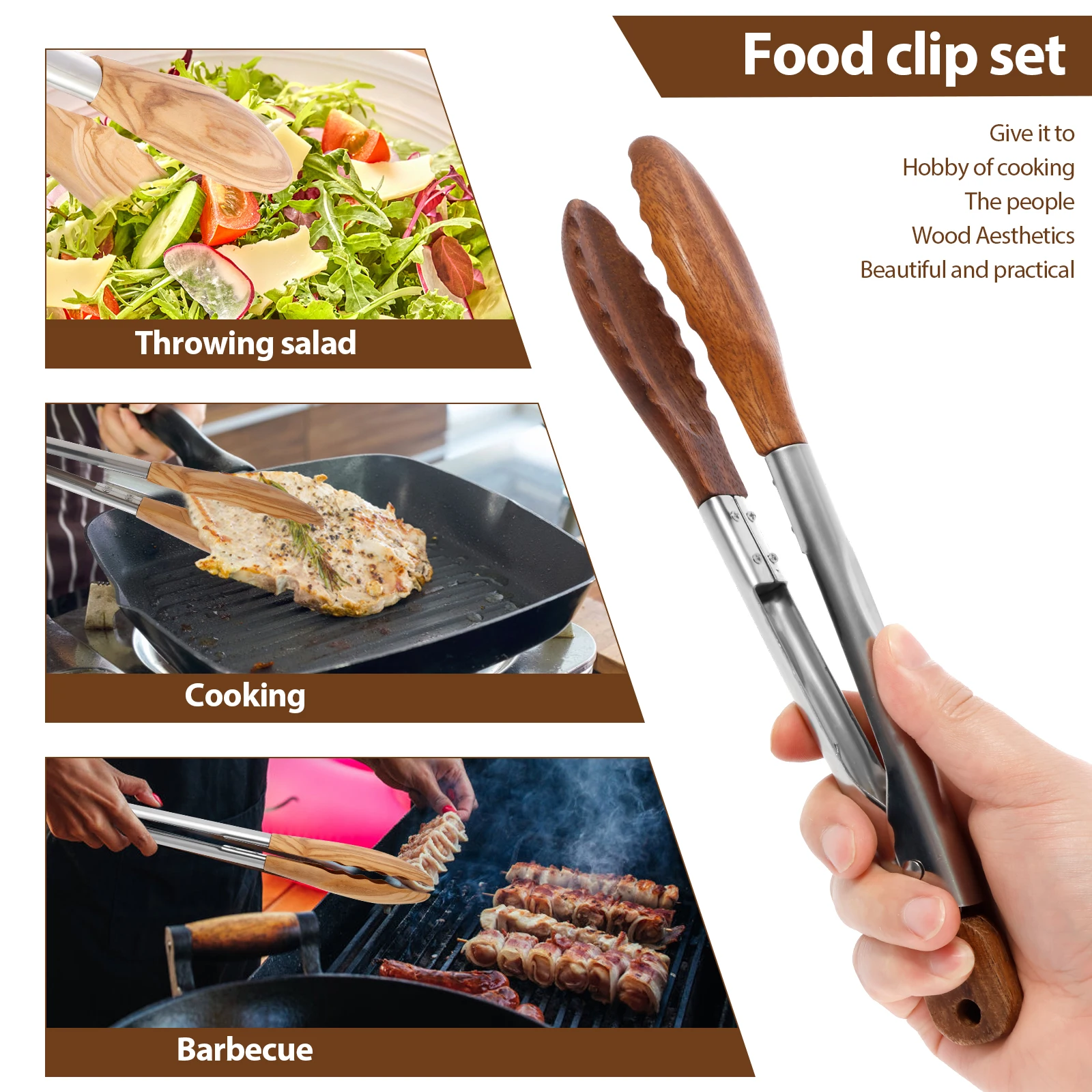 2個セット 木製フードトング 錆びにくい木製先端付き サラダ - Storage Tips For Food のレビューと価格