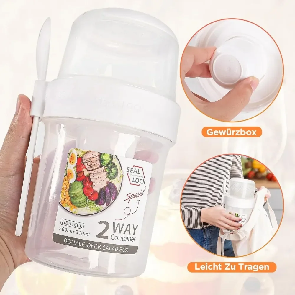 サラダカップ 朝食カップ ポータブル食品保存弁当箱 オートミ - Food Storage Kits のレビューと価格