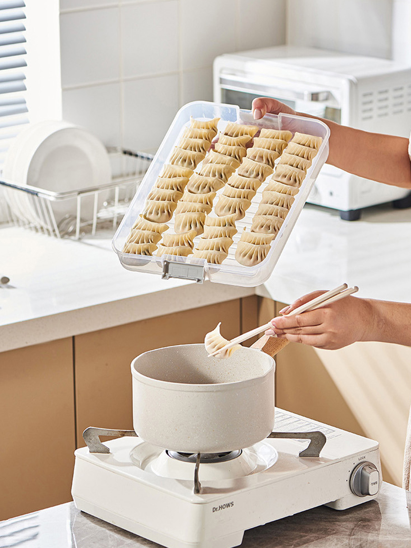マルチレイヤー餃子オーガナイザー、大容量、気密、コンテトンフ - Food Storage Essentials のレビューと価格