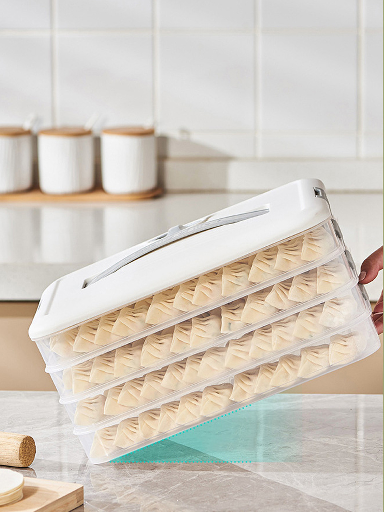 マルチレイヤー餃子オーガナイザー、大容量、気密、コンテトンフ - Food Storage Essentials のレビューと価格