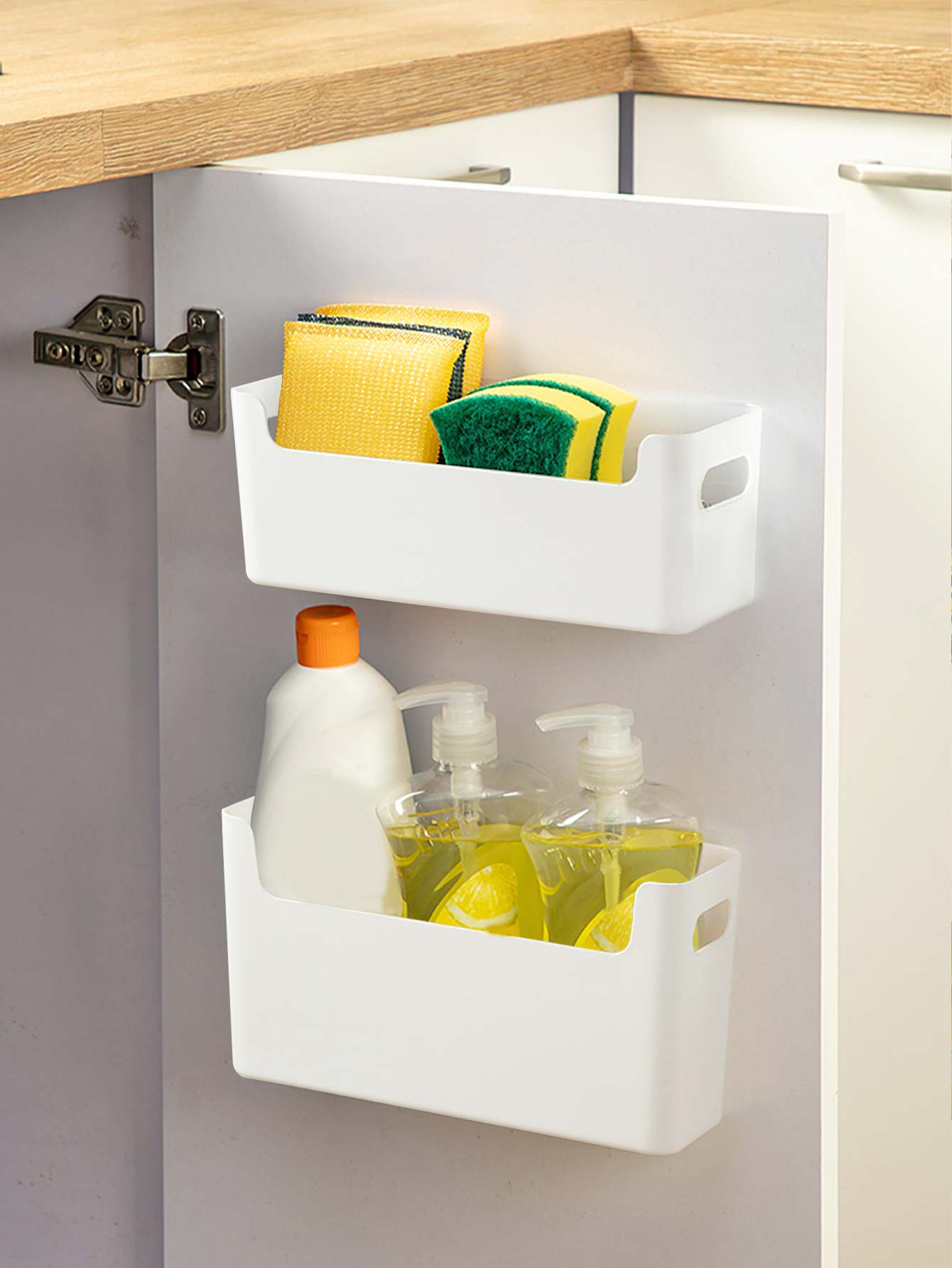 パンチフリーキャビネットドアオーガナイザープラスチック壁掛け - Food Storage Cabinet For Kitchen のレビューと価格