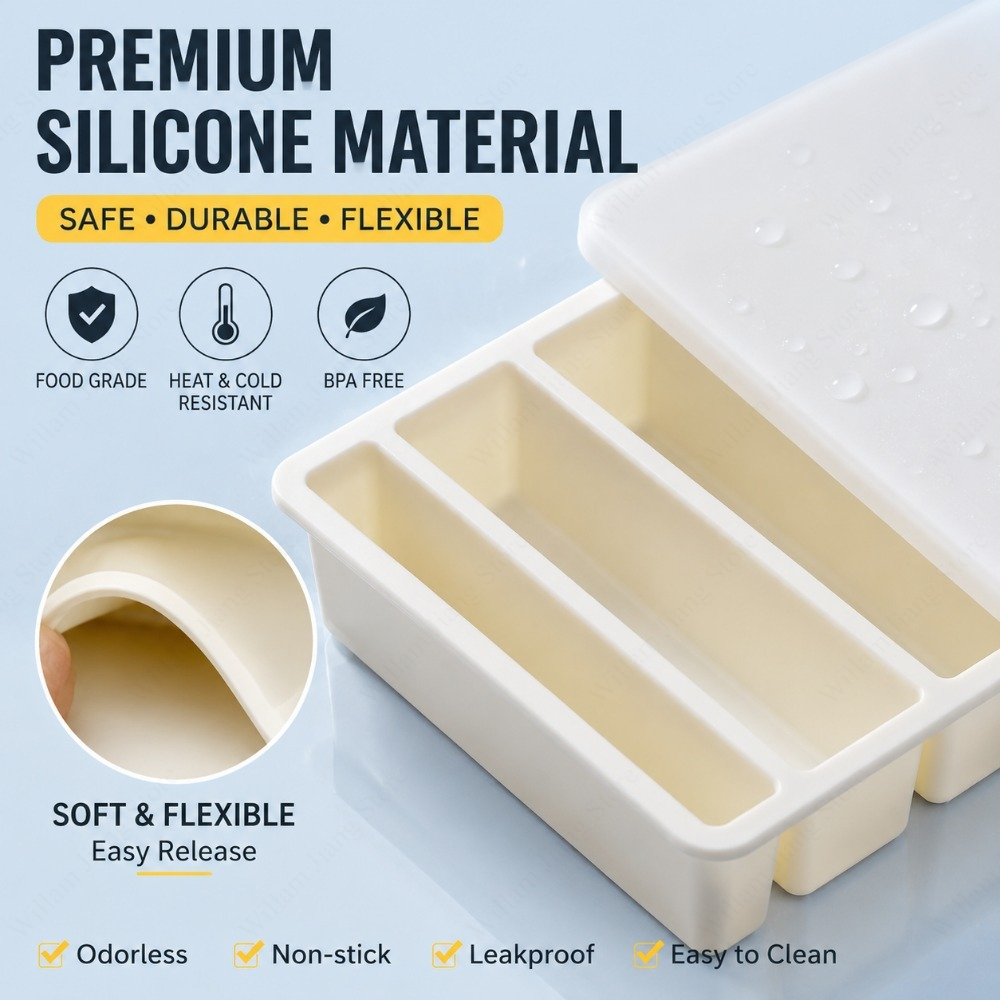 耐久性のあるシリコン製冷凍トレイ（蓋付き）、積み重ね可能な食 - Storage Food Prep のレビューと価格