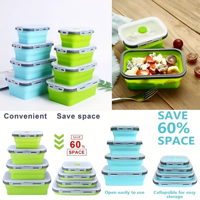 1/4 個折りたたみシリコーン食品保存容器積み重ね可能な省ス - Food Storage Tupperware のレビューと価格