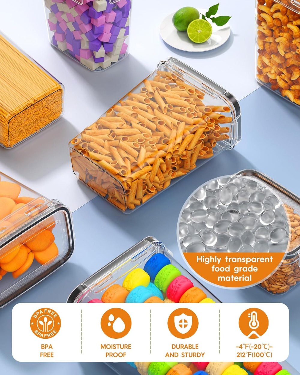 24個入り気密食品保存容器、蓋付き、BPAフリープラスチック - Food Storage In The Kitchen のレビューと価格