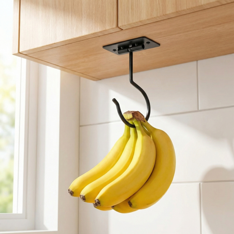 ブラックメタル製粘着式バナナフック折りたたみ式収納ラック省ス - Food Storage Cabinet For Kitchen のレビューと価格