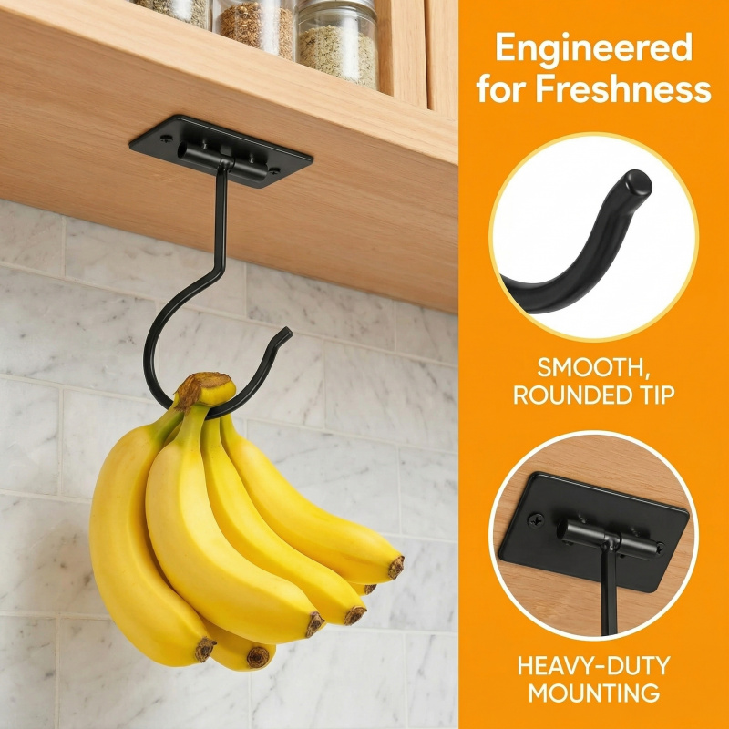 ブラックメタル製粘着式バナナフック折りたたみ式収納ラック省ス - Food Storage Cabinet For Kitchen のレビューと価格